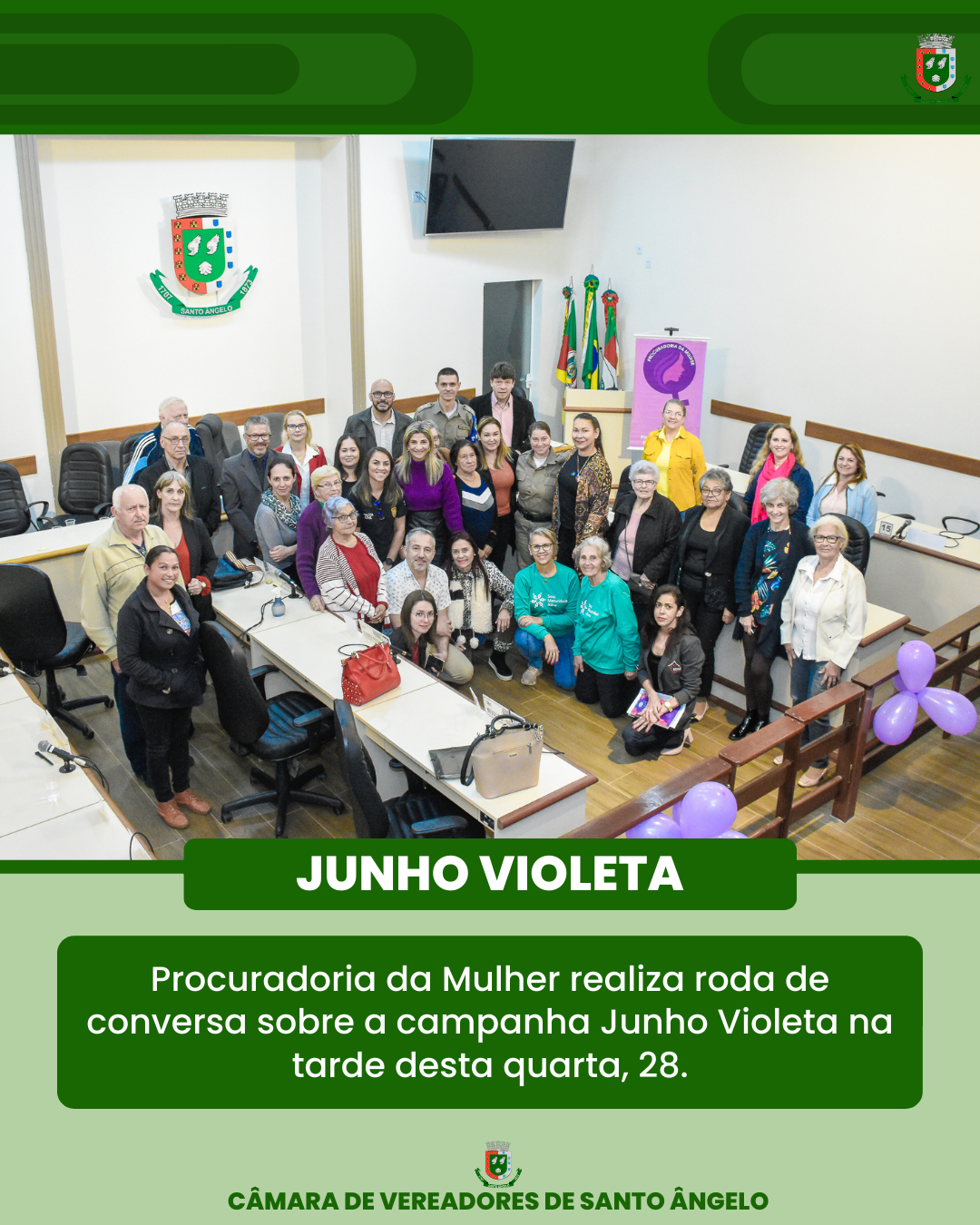 Procuradoria da Mulher através do Poder Legislativo realizou uma roda de conversa sobre a campanha Junho Violeta