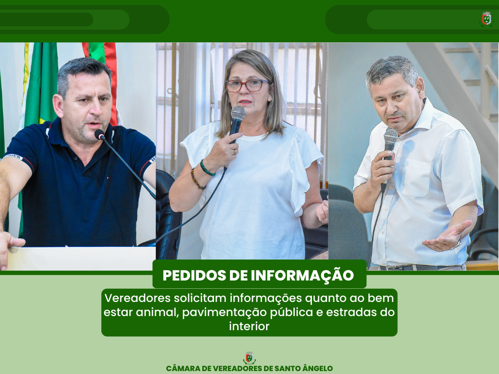 Vereadores solicitam informações quanto ao bem estar animal pavimentação e estradas do interior