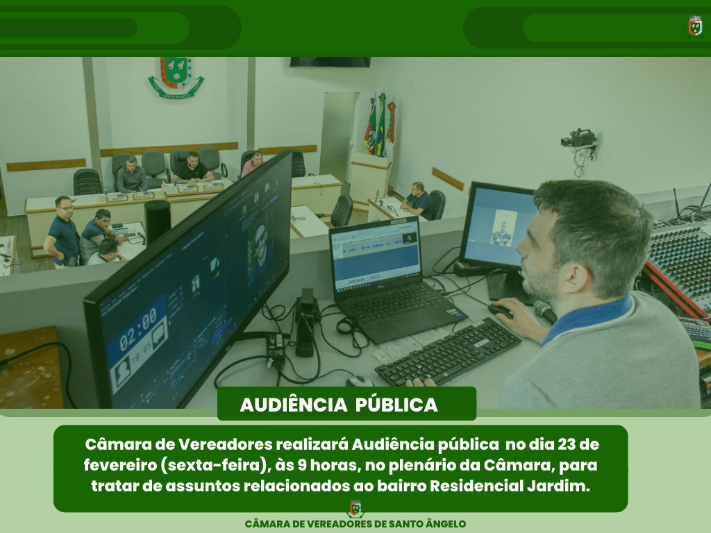  Assuntos relacionados ao bairro Residencial Jardim serão discutidos em Audiência Pública