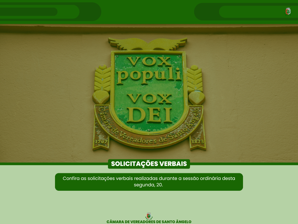 Confira os pedidos de informação solicitados de forma verbal durante a Sessão da última segunda-feira