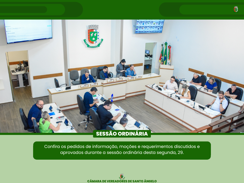Confira os Pedidos de informação Requerimentos e Moções aprovados durante a última segunda-feira