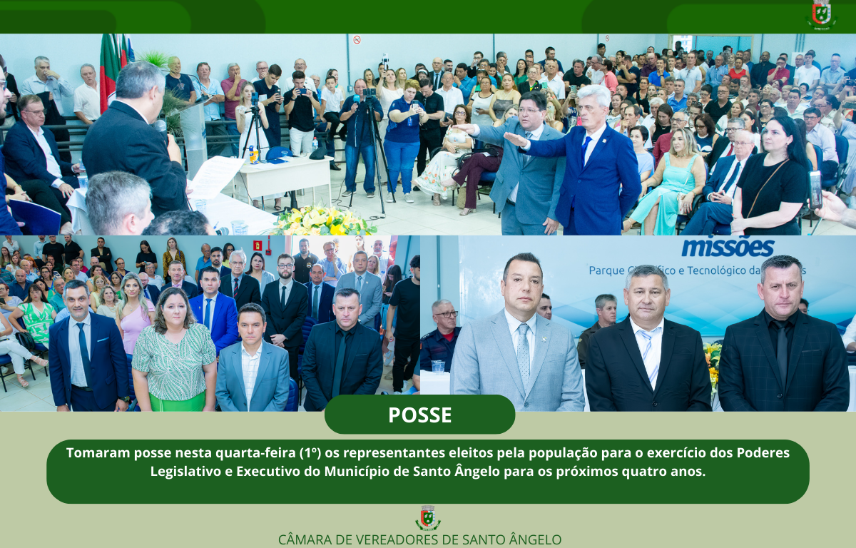 Empossados os representantes eleitos pela população para o exercício dos Poderes Legislativo e Executivo do Município de Santo Ângelo 